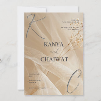 Golden Blush Botanical Wedding Invitation