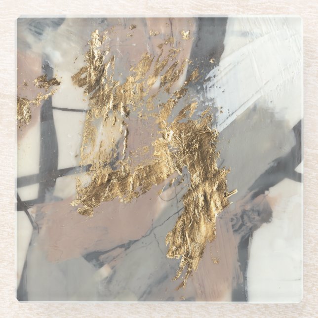 Golden Blush Glass Coaster (Front)