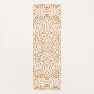 Golden Blush Radiant Mandala Pattern Yoga Mat