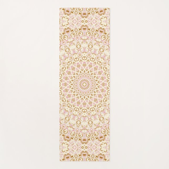 Golden Blush Radiant Mandala Pattern Yoga Mat (Front)