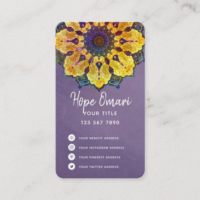 Golden Boho Mandala Business Card (Front)