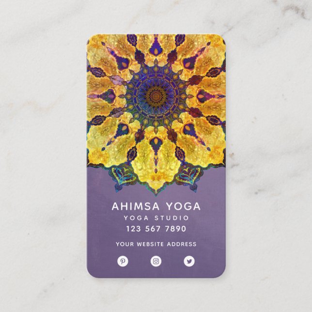 Golden Boho Mandala Business Card (Front)