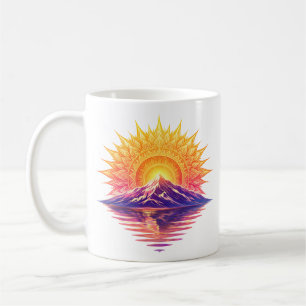 Golden Boho Mandala Sun Mountain Sunset Reflection Coffee Mug