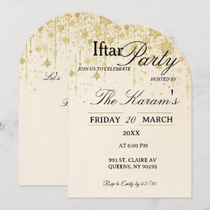 Golden Boho Minimalist Mosque Ramadan Iftar Party  Invitation