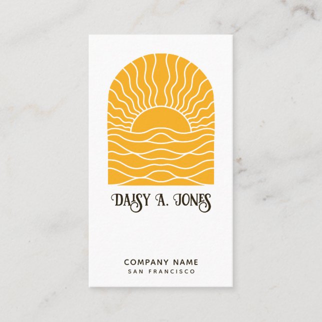 Golden Boho Sunrise Business Card (Front)