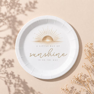 Golden Boho Sunshunshine Neutral Baby Shower Party Paper Plate