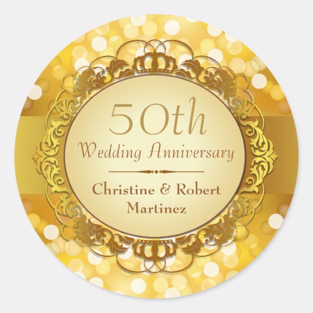 Golden Bokeh 50th Anniversary Sticker (Front)