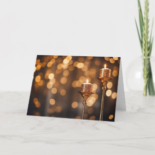 Golden Bokeh Glitter Candles Card