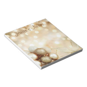 Golden Bokeh Ornament Balls Notepad