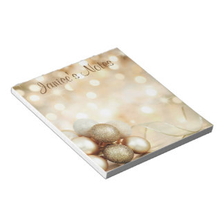 Golden Bokeh Ornament Balls Notepad