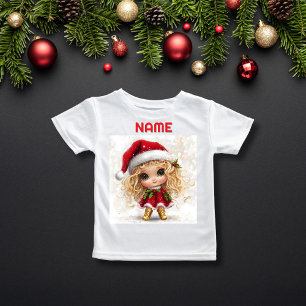 Golden Boot XMAS Girl in Red Dress CUSTOM NAME T-Shirt