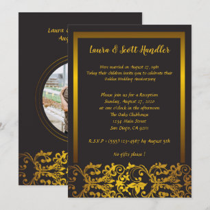 Golden border 50th Wedding Anniversary Invitation