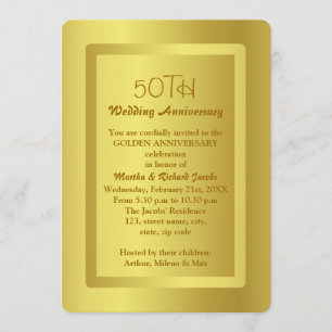 Golden Border 50th Wedding Anniversary Invitation