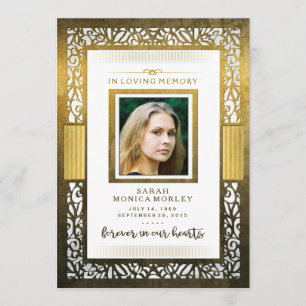 Golden Border Photo Memorial Thank You Card