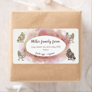 golden border pink modern Egg Carton Label