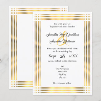 Golden border plain simple wedding invitation