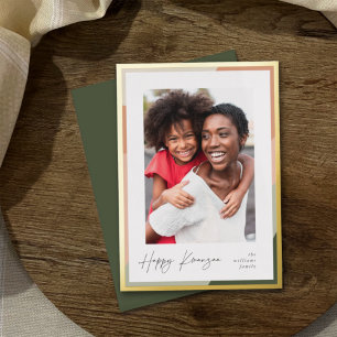 Golden Border   Vertical Photo Kwanzaa Foil Holiday Card