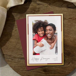 Golden Border   Vertical Photo Kwanzaa Foil Holiday Card