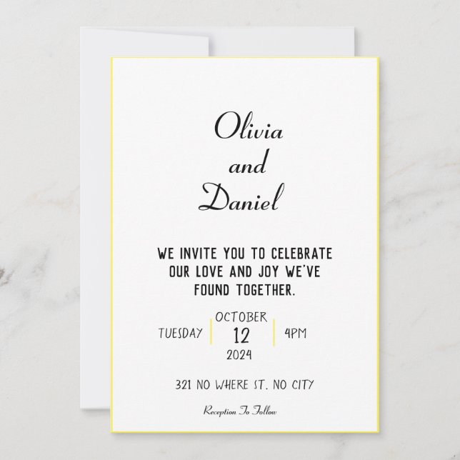 Golden Border Wedding Invitation (Front)