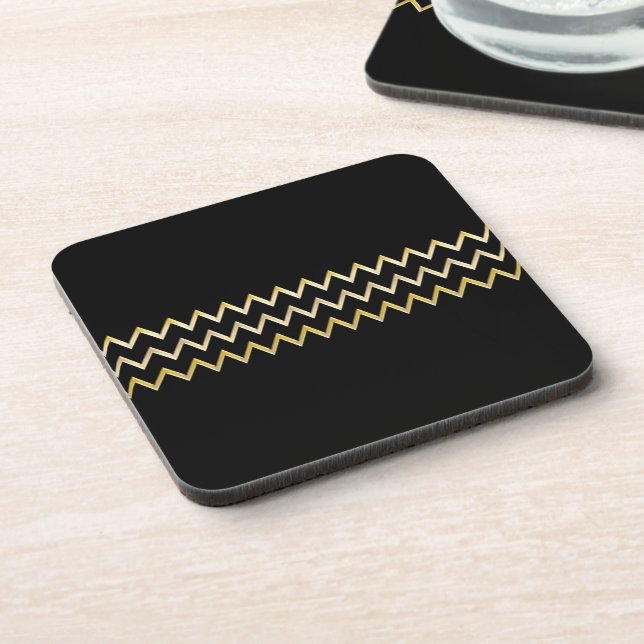 Golden Border - zigzag + your back & text Coaster (Left Side)