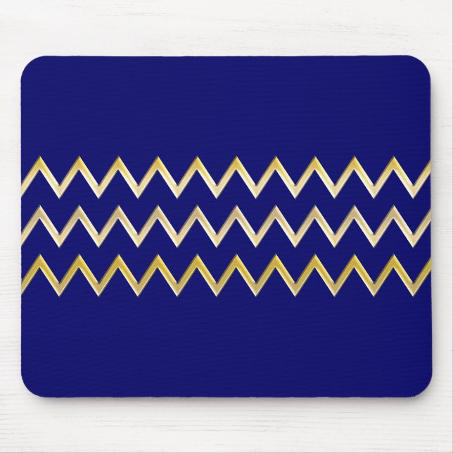 Golden Border - zigzag + your back & text Mouse Mat (Front)