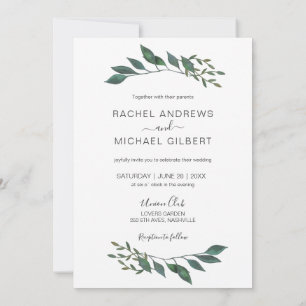Golden borders eucalypt wedding collection invitation