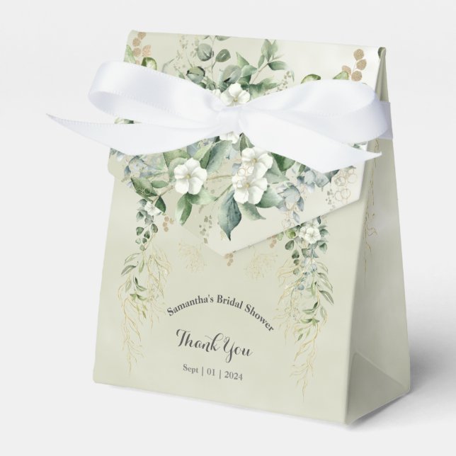 Golden Botanical Delight: Bridal Shower Favour Box (Front Side)