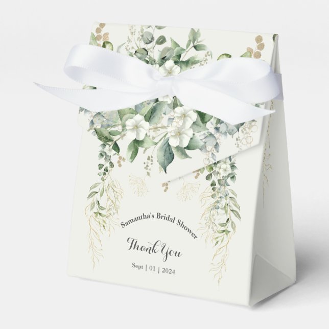 Golden Botanical Delight: Bridal Shower Favour Box (Front Side)