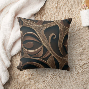 Golden Botanical Flow Elegant Cushion