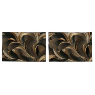 Golden Botanical Flow Elegant Pillowcase