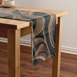 Golden Botanical Flow Elegant Short Table Runner