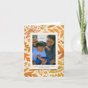 Golden Botanical Frame Christmas Photo Card