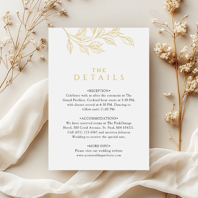 Golden Botanical Garden Wedding Details Enclosure Card (Creator Uploaded)