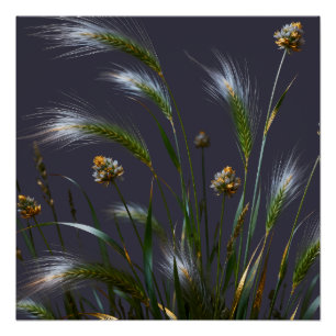 Golden Botanical Grass Wall Art