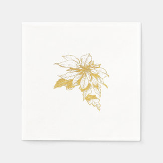 Golden Botanical Holiday Poinsettia Napkin