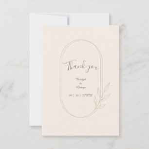Golden Botanical minimal scandi Wedding Thank You Card