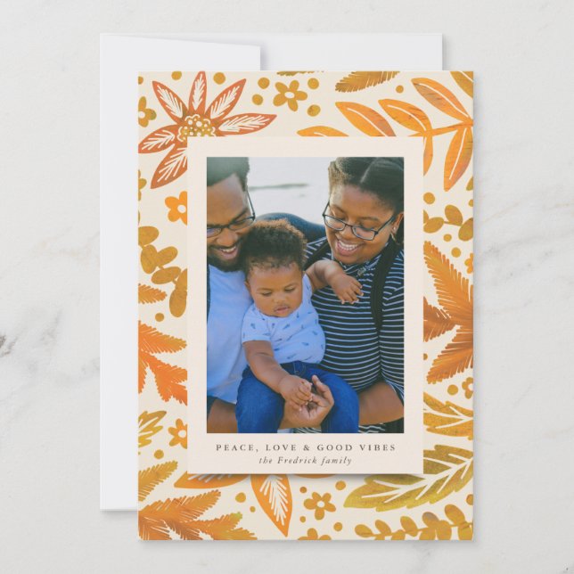 Golden Botanical Peace and Love Holiday (Front)
