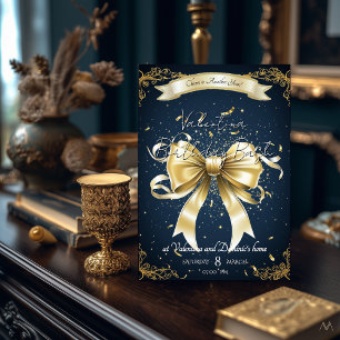 Golden Bow Birthday    Elegant Celebration Invitation