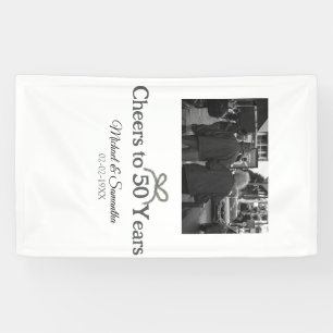 Golden bow cheers to 50 years anniversary wedding banner