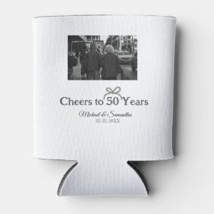 Golden bow cheers to 50 years anniversary wedding can cooler