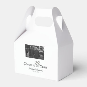 Golden bow cheers to 50 years anniversary wedding favour box
