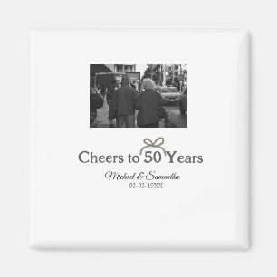 Golden bow cheers to 50 years anniversary wedding  magnet