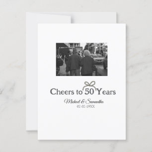 Golden bow cheers to 50 years anniversary wedding postcard