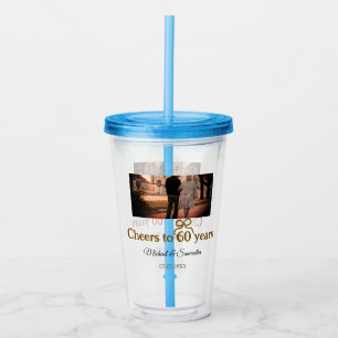 Golden bow cheers to 60 years anniversary wedding  acrylic tumbler