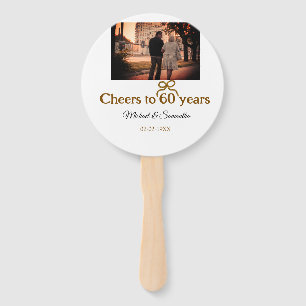 Golden bow cheers to 60 years anniversary wedding  hand fan