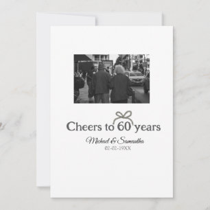 Golden bow cheers to 60 years anniversary wedding holiday card