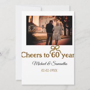 Golden bow cheers to 60 years anniversary wedding  invitation