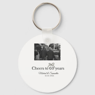 Golden bow cheers to 60 years anniversary wedding  key ring