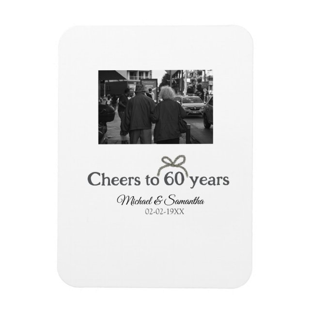 Golden bow cheers to 60 years anniversary wedding  magnet (Vertical)