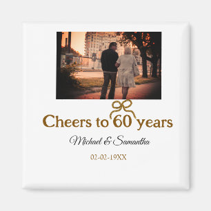 Golden bow cheers to 60 years anniversary wedding magnet